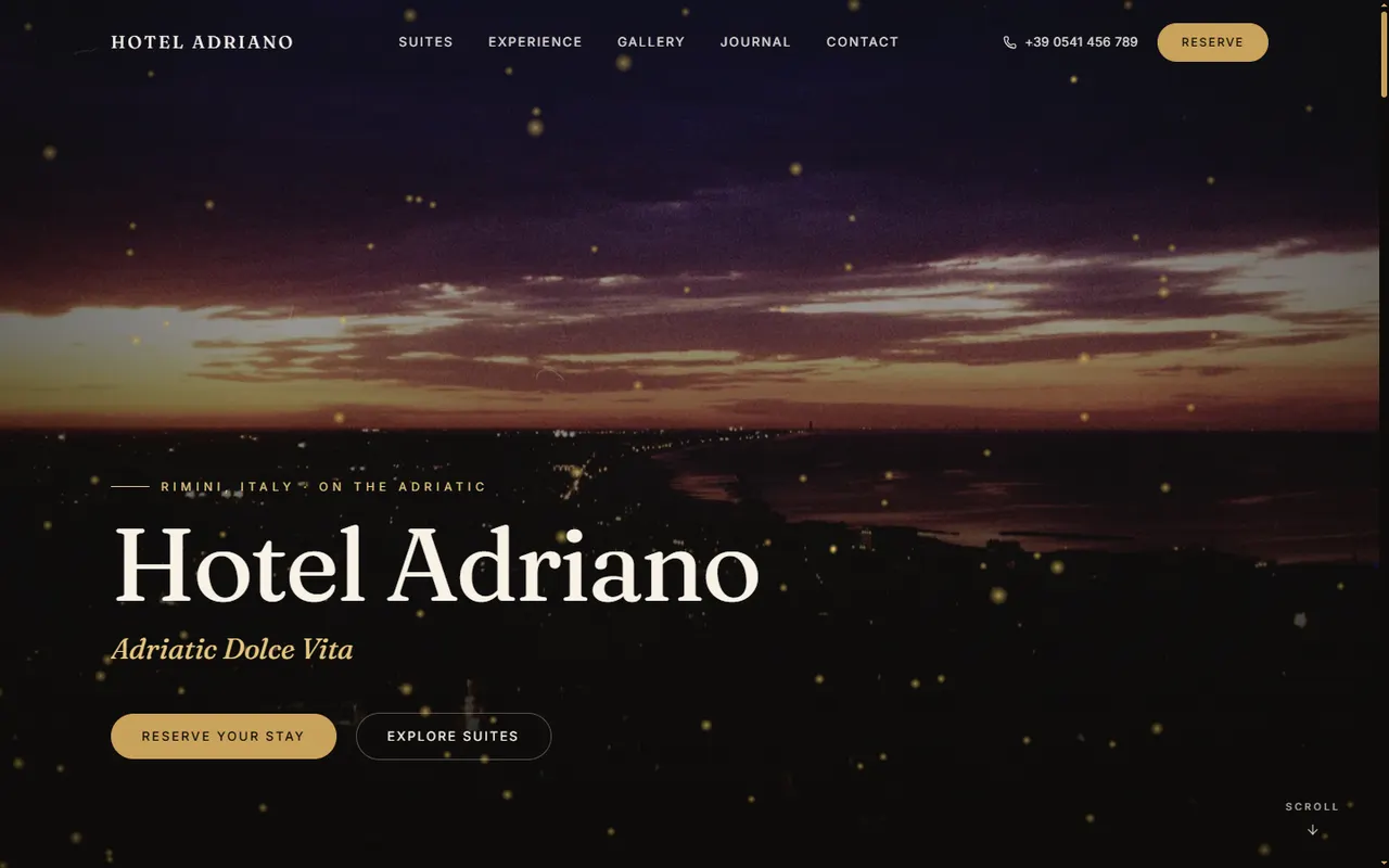 Hotel Adriano — boutique hotel website concept by LeoDex