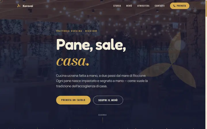 Korovai Trattoria website concept