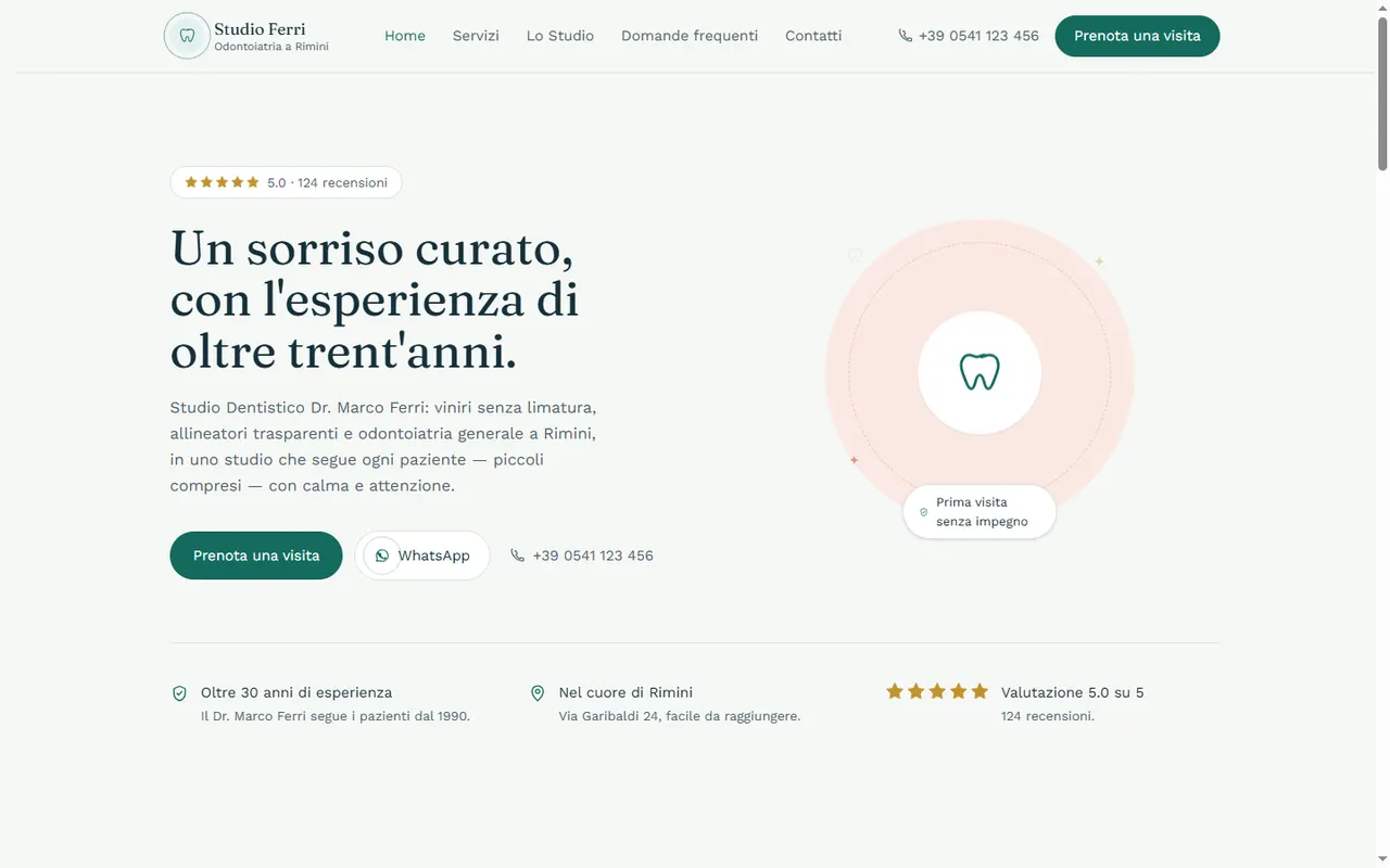 A modern dental clinic website designed by LeoDex